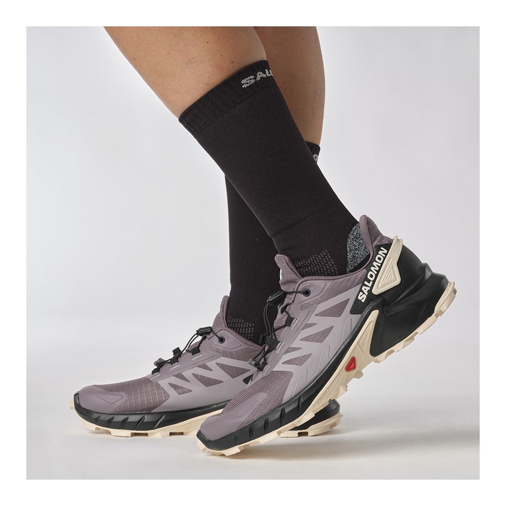 Salomon SUPERCROSS 4 - Chaussures trail Femme moonscape/black/tender peach