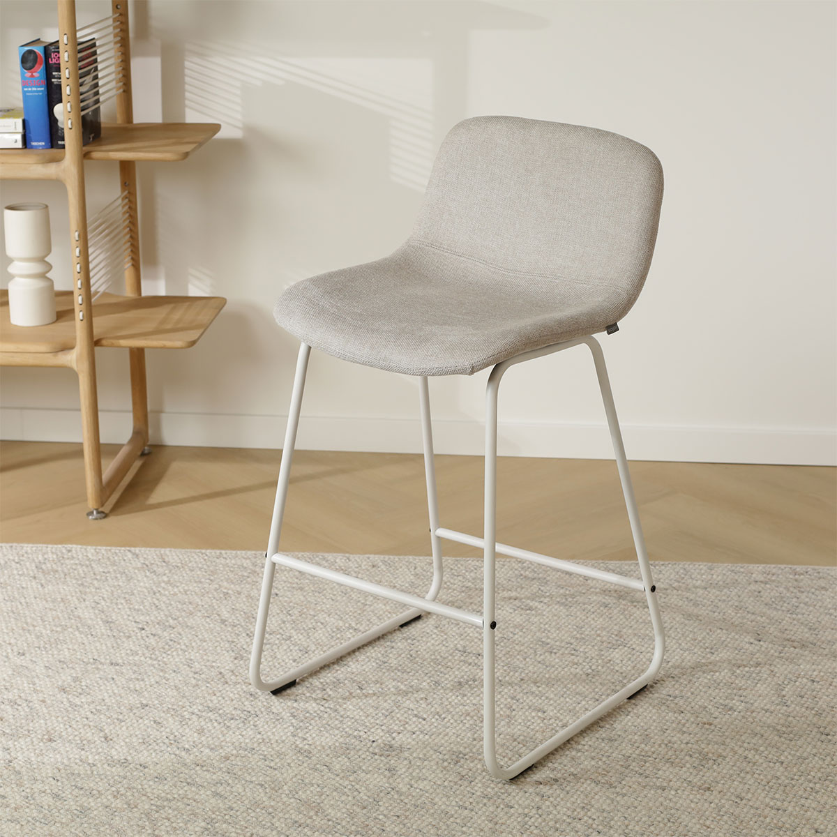 Barkruk Nino-Mats lichtgrijs -  wit onderstel - 65 cm