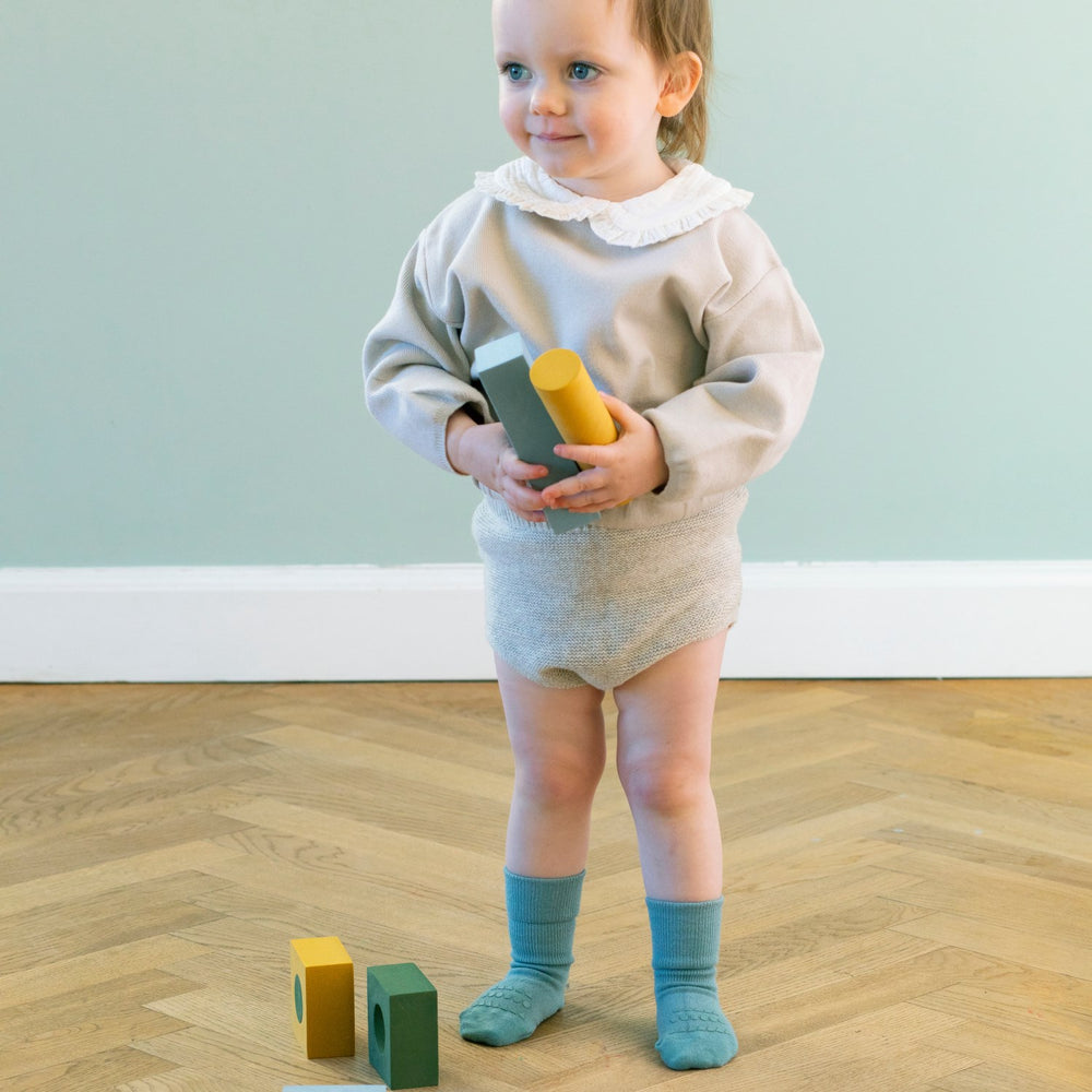 Køb Gobabygo Dusty Blue Non-Slip Strømper Bambus