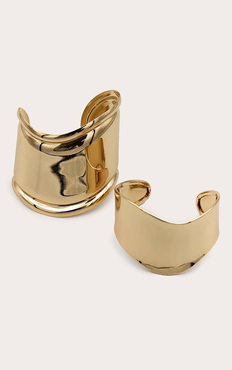 Doré Ensemble De Bracelets Joncs Incurvés