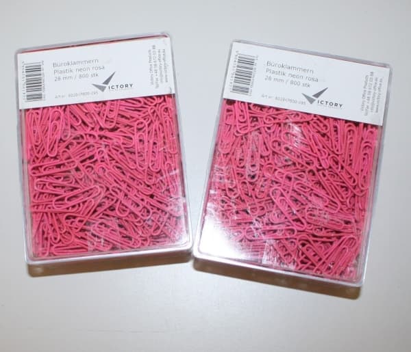 Victory Office Produkt Runde binders 28mm VICTORY OFFICE PRODUCTS 6028KP800-095 neon rosa metall belagt i en plastbeholder 800 stk.
