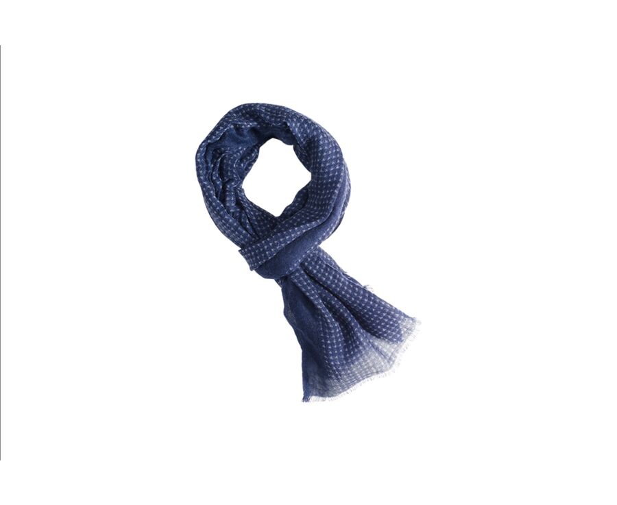 Écharpe Laine Bleu et motif gris