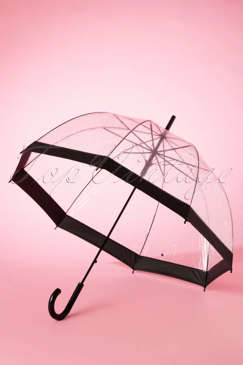 So Rainy Lady Dot transparante koepelparaplu in zwart