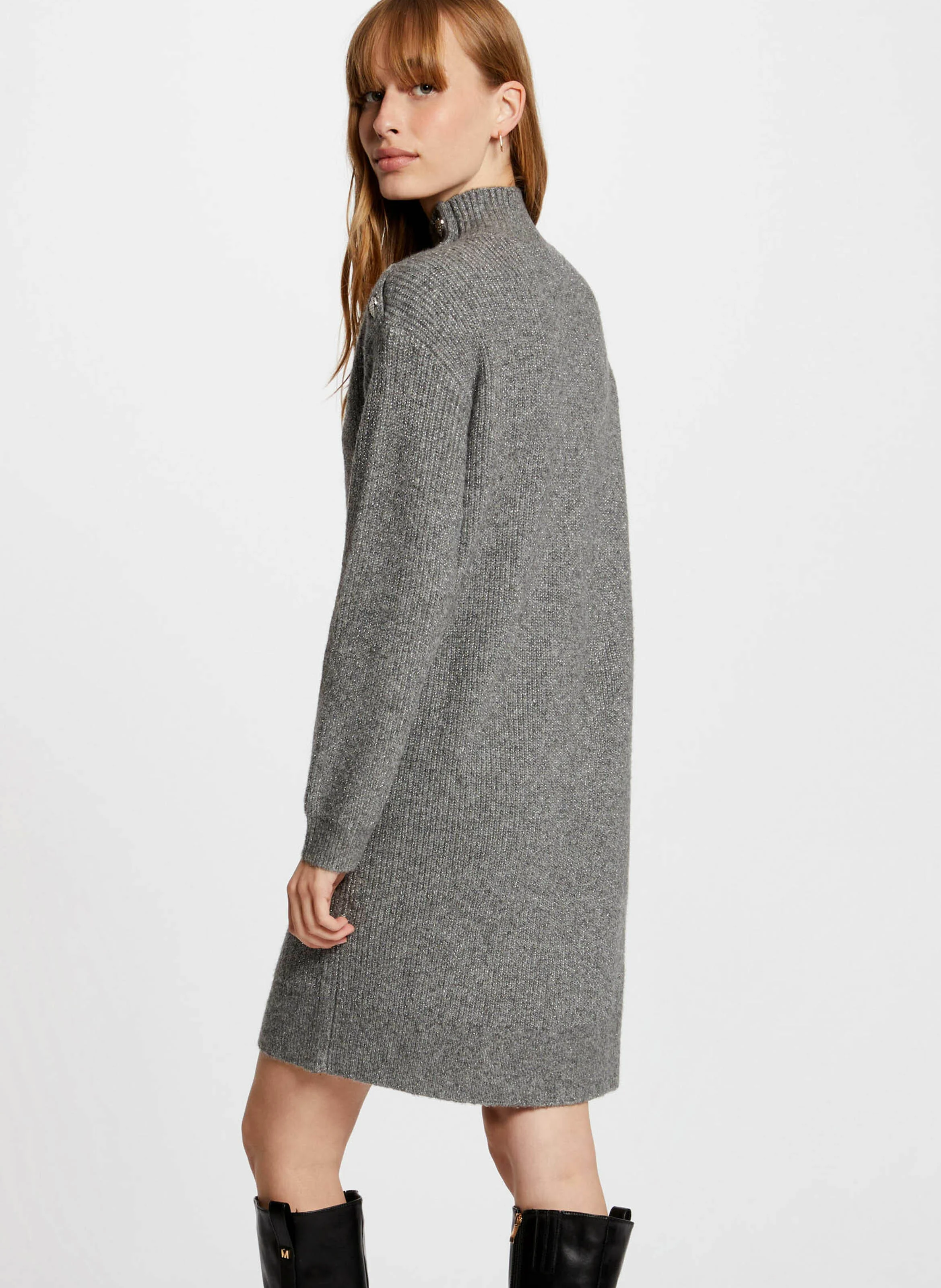 RMSTORI - Robe pull droite à col montant | Gris
