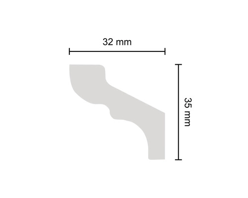 Romina XPS zelfklevende wandlijst, 2 stuks, 1,5 m, 32 x 35 mm