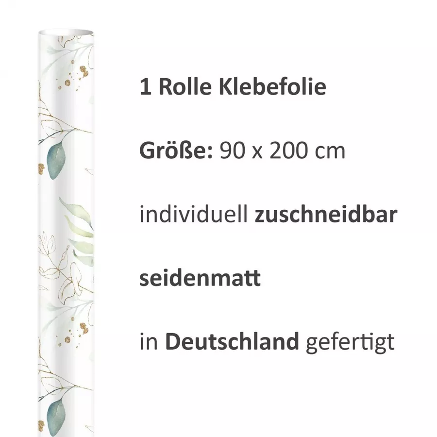 Nikima Klebefolie KF-05 selbstklebende Folie – Floral weißgrüngold Klebefolie bunt