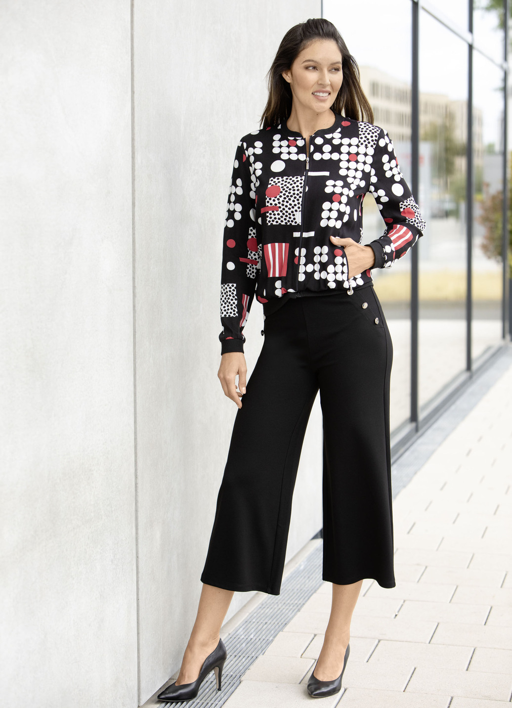 Blusenjacke mit Rippenstrick