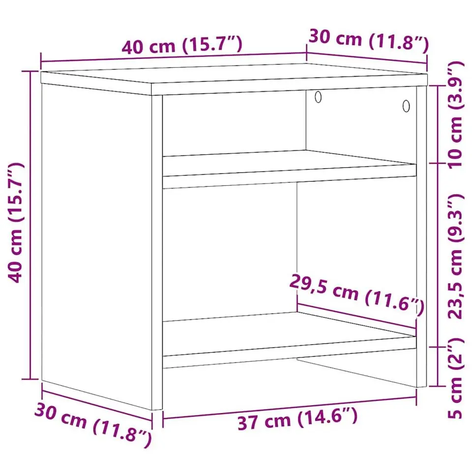 vidaXL - Houten Nachtkastjes met vakken - Artisanaal eiken - 40x30x40 cm - 2 st