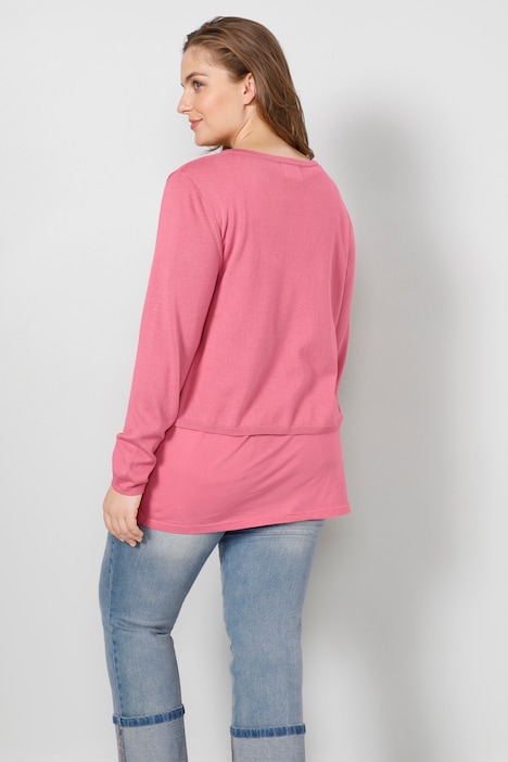 Kurz-Strickjacke, Classic Fit, Feinstrick, Rundhals, Langarm