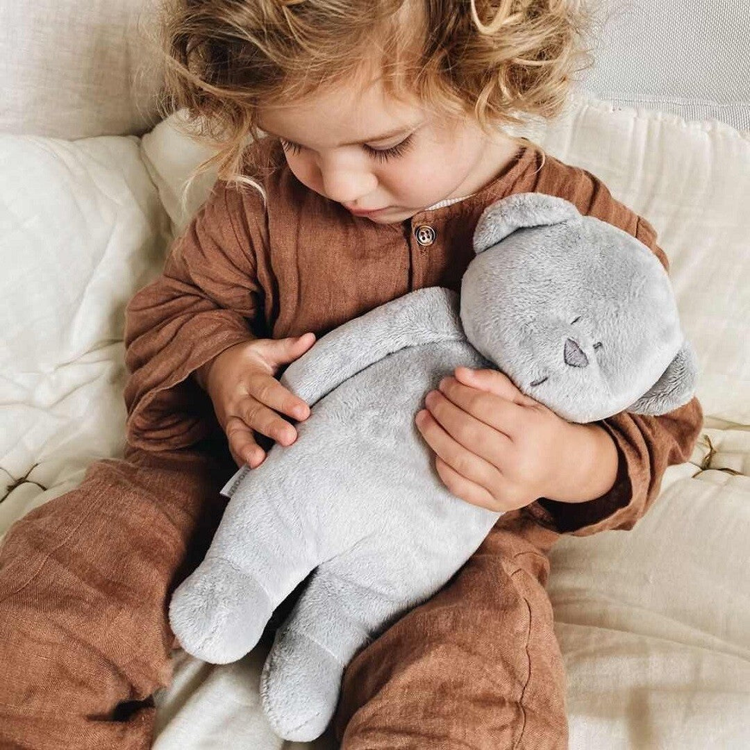 Moonie knuffelbeer met nachtlamp en geluid - silver - 28 cm