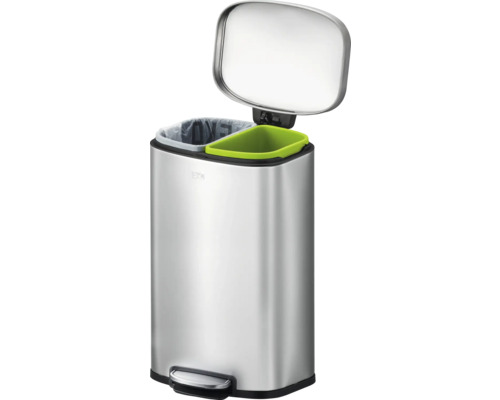 EKO Oli-Cube pedaalemmer, 2 compartimenten (2 x 20 liter), zilver