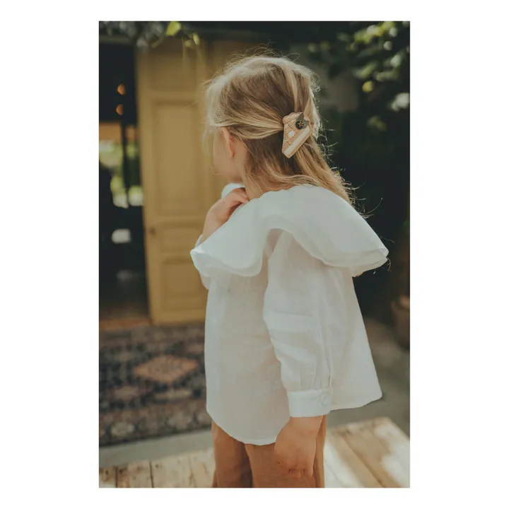 Donsje Blouse Col à Volants Haute en Lin | Ecru