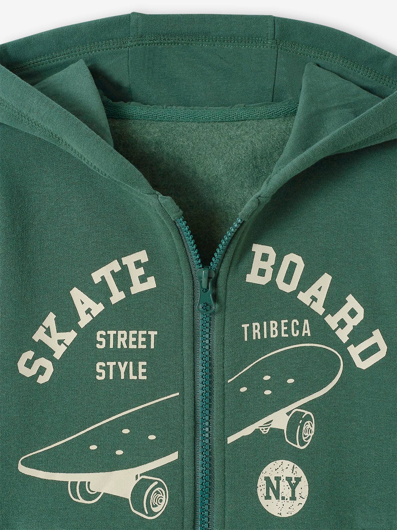 Moletom com zíper Skate, verde pinho infantil