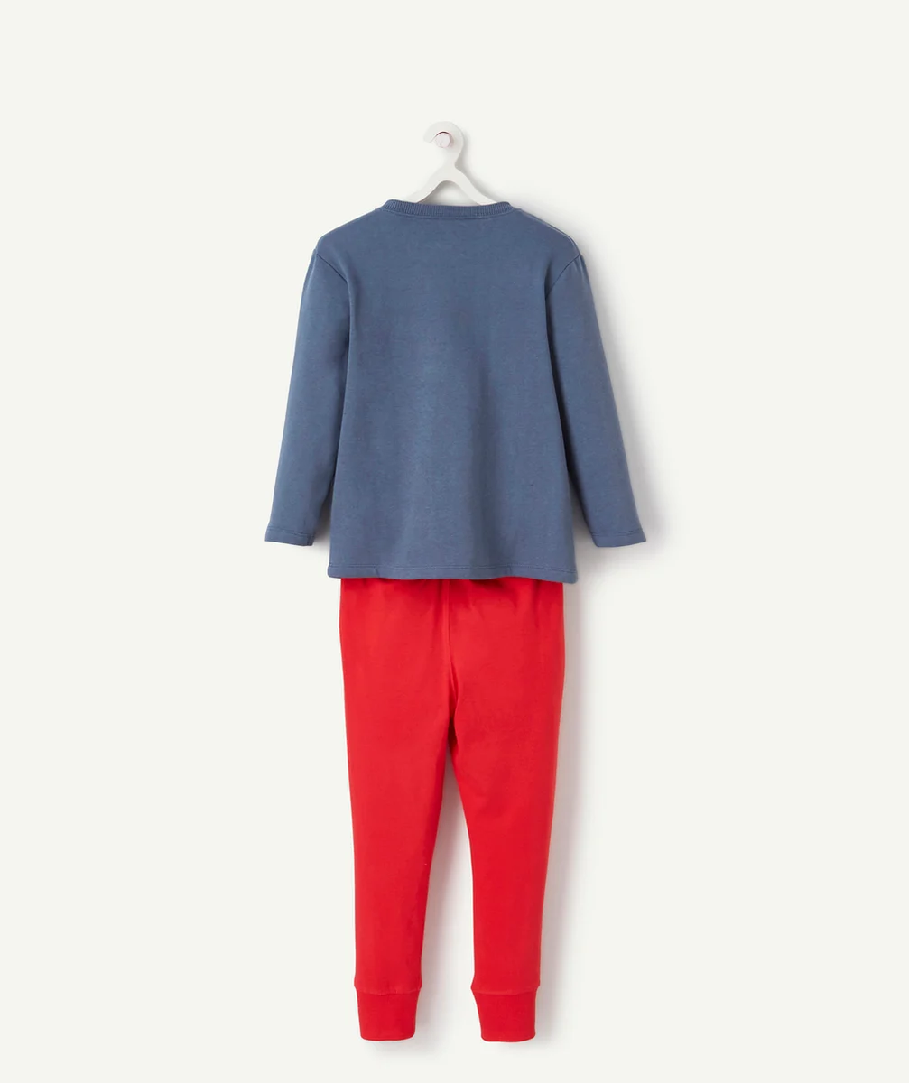 PYJAMA GARÇON BLEU ET ROUGE SUPER DORMEUR EN FIBRES RECYCLÉES