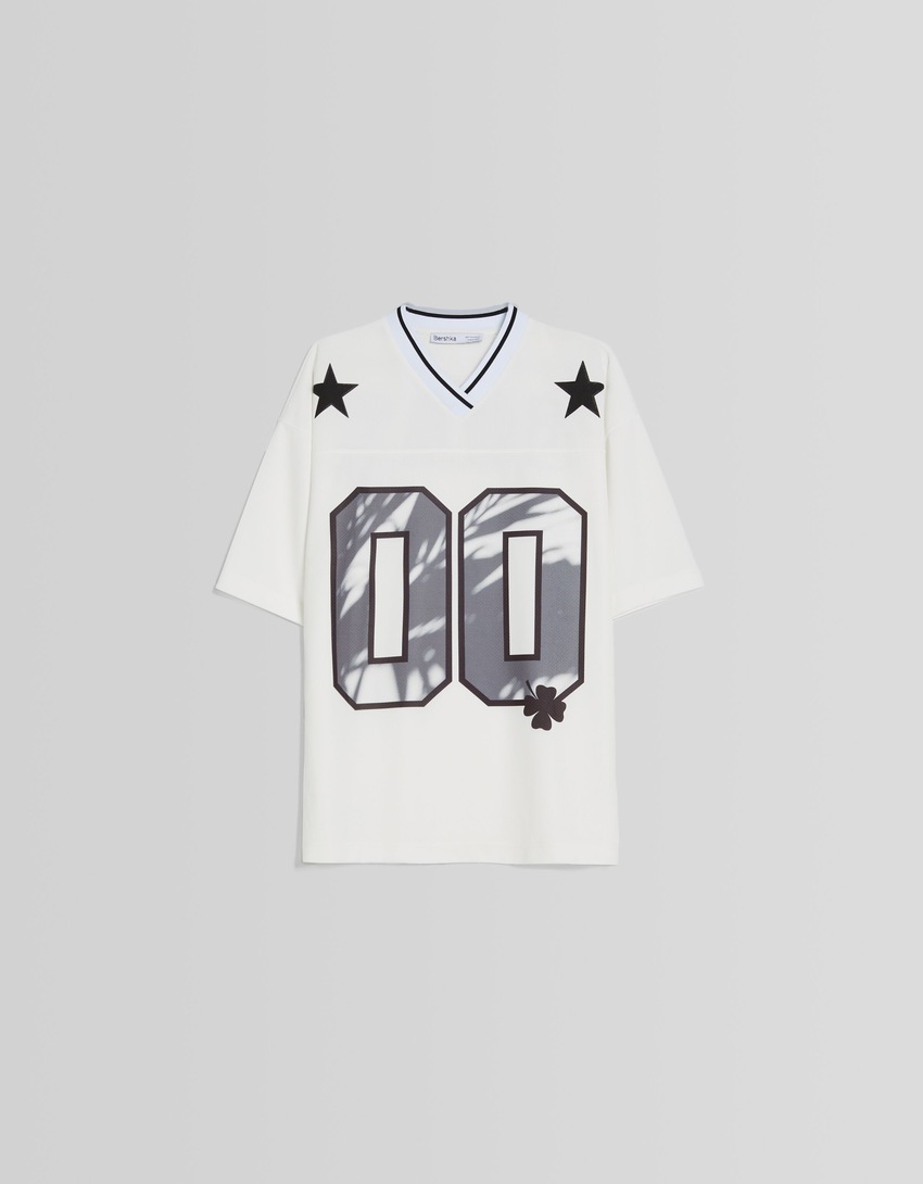 Camiseta de manga curta em malha com modelagem extra folgada