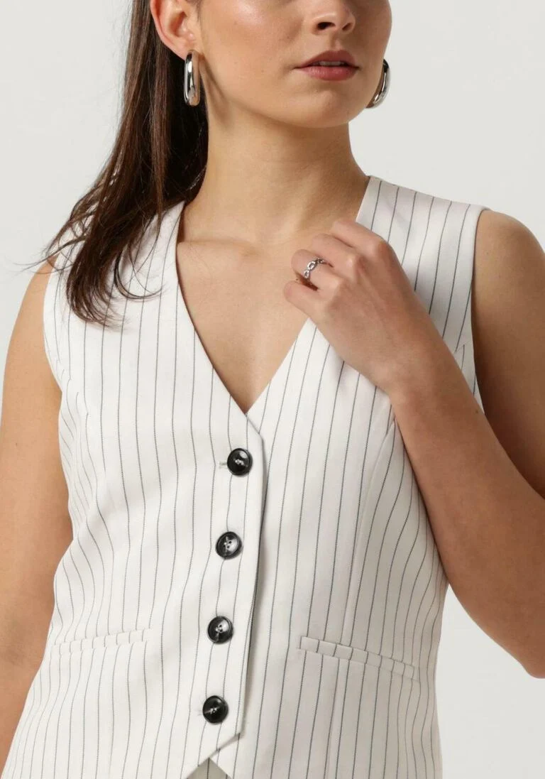 NEO NOIR gebroken wit neo noir gilet vendetta pinstripe waistcoat