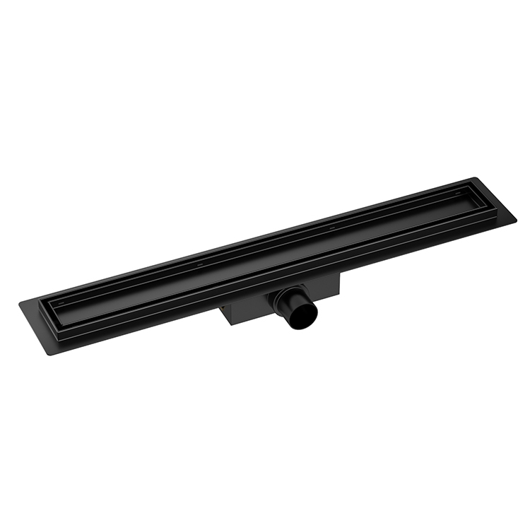 Mueller Black douchegoot met tegelrooster en flens 100x7cm mat zwart