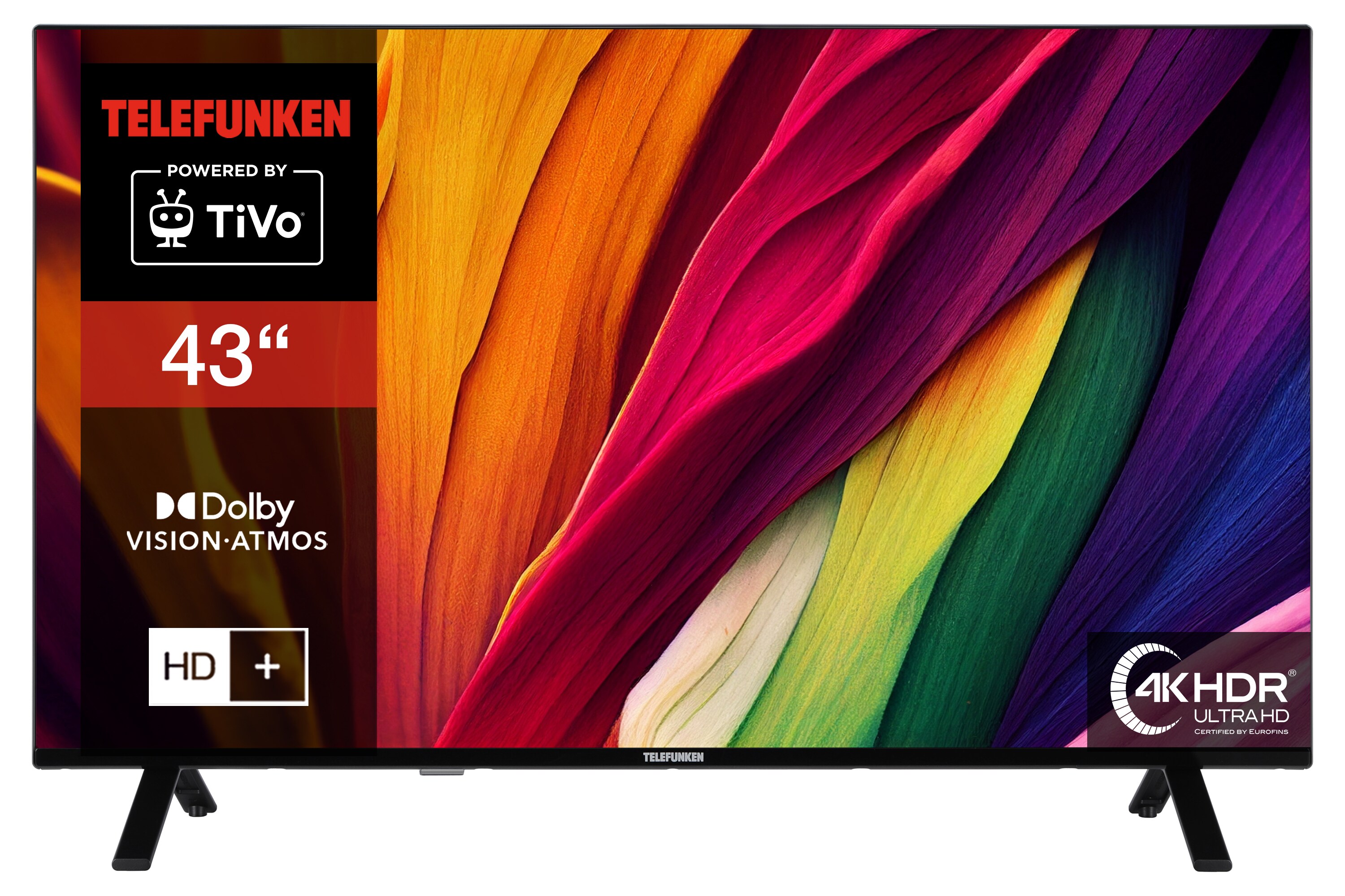 Telefunken XU43TO750S 43 Zoll Fernseher/TiVo Smart TV (4K UHD, HDR Dolby Vision, Dolby Atmos, Triple Tuner)