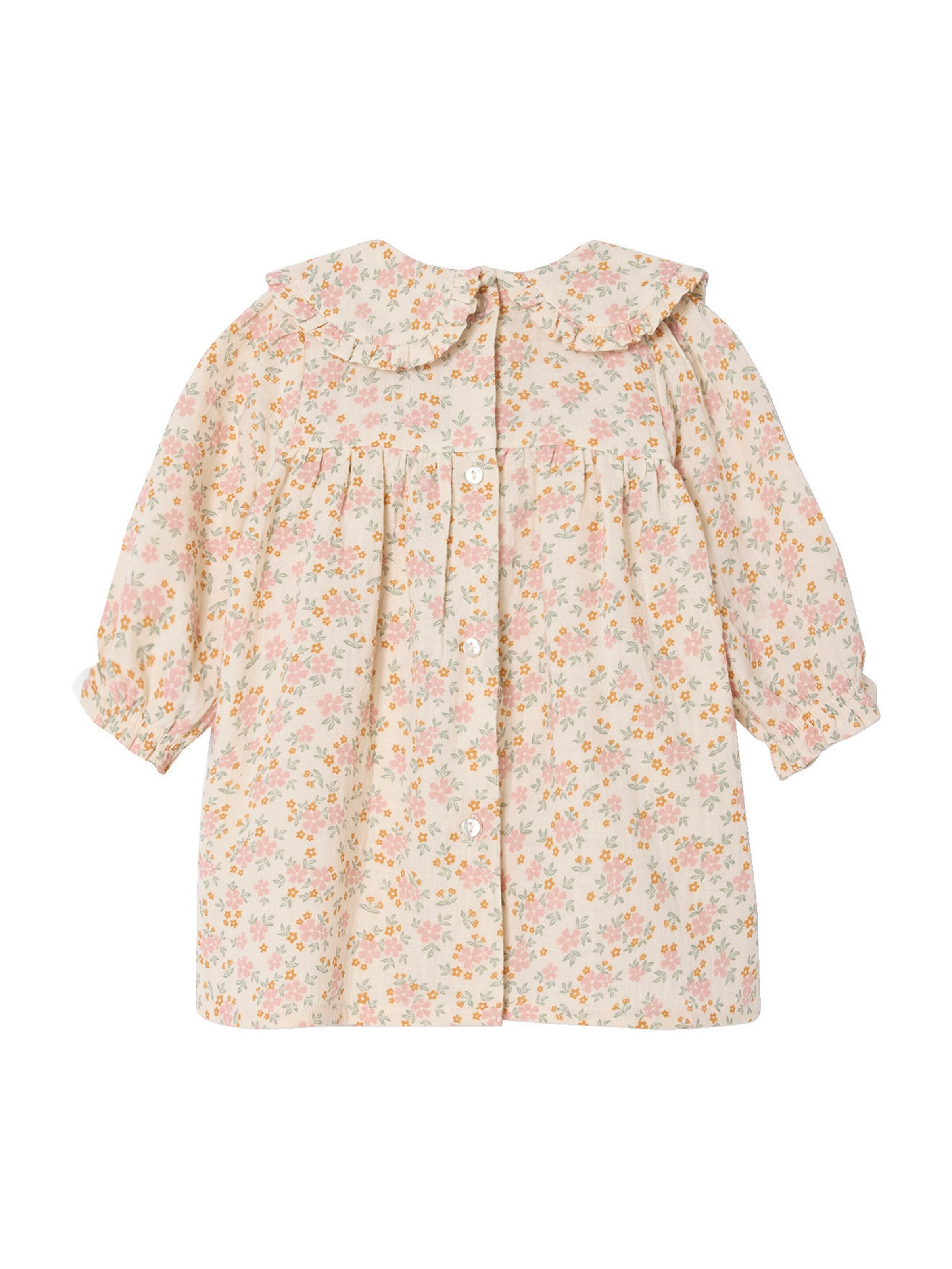Vertbaudet Baby Kleid aus geblümtem Musselin vanille