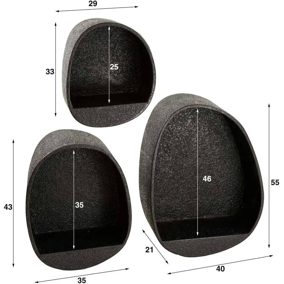 Set van 3 wandschappen Licorice-liquid metal