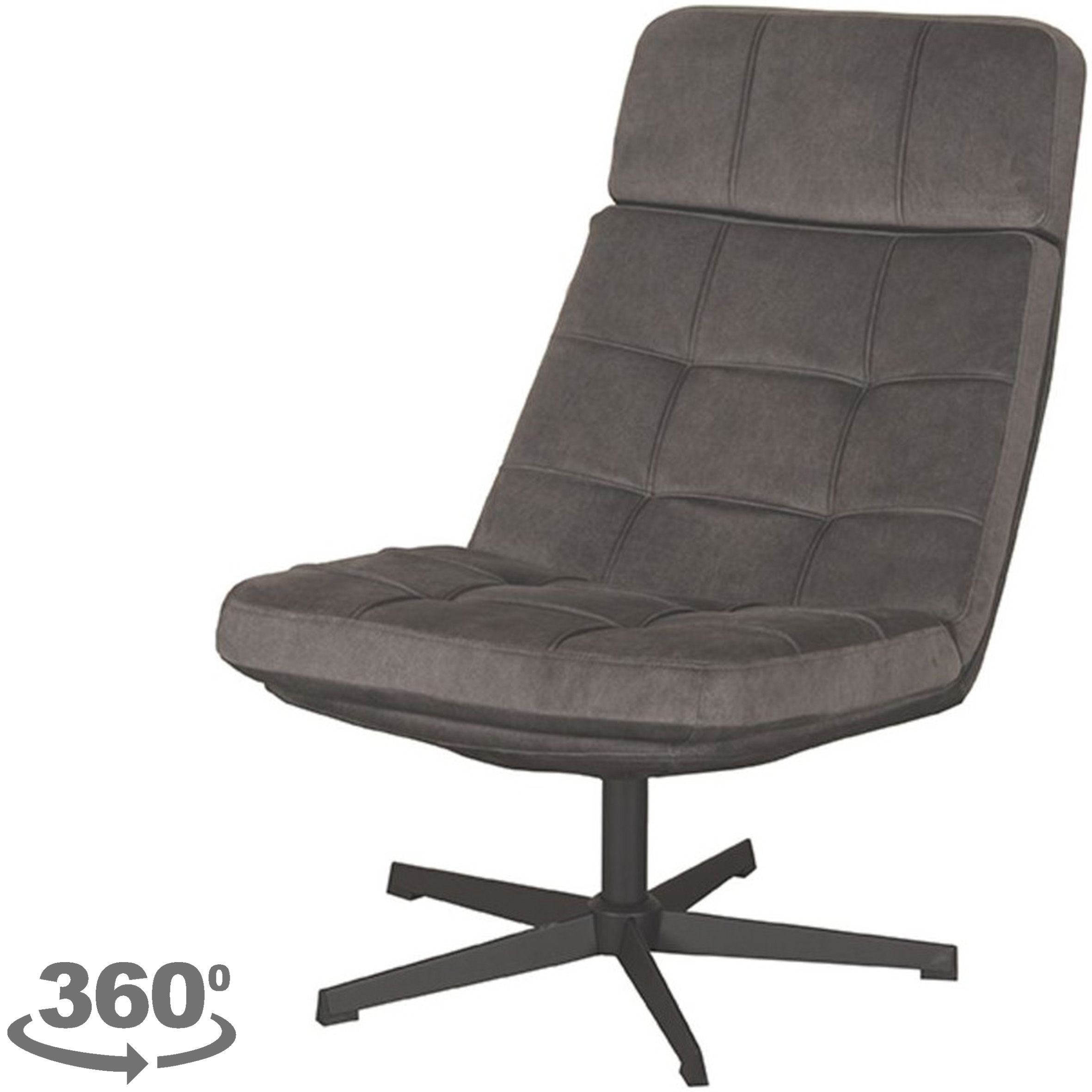 Draaifauteuil Antraciet CH-73.021 Alvar B53 x D57 x H83 cm