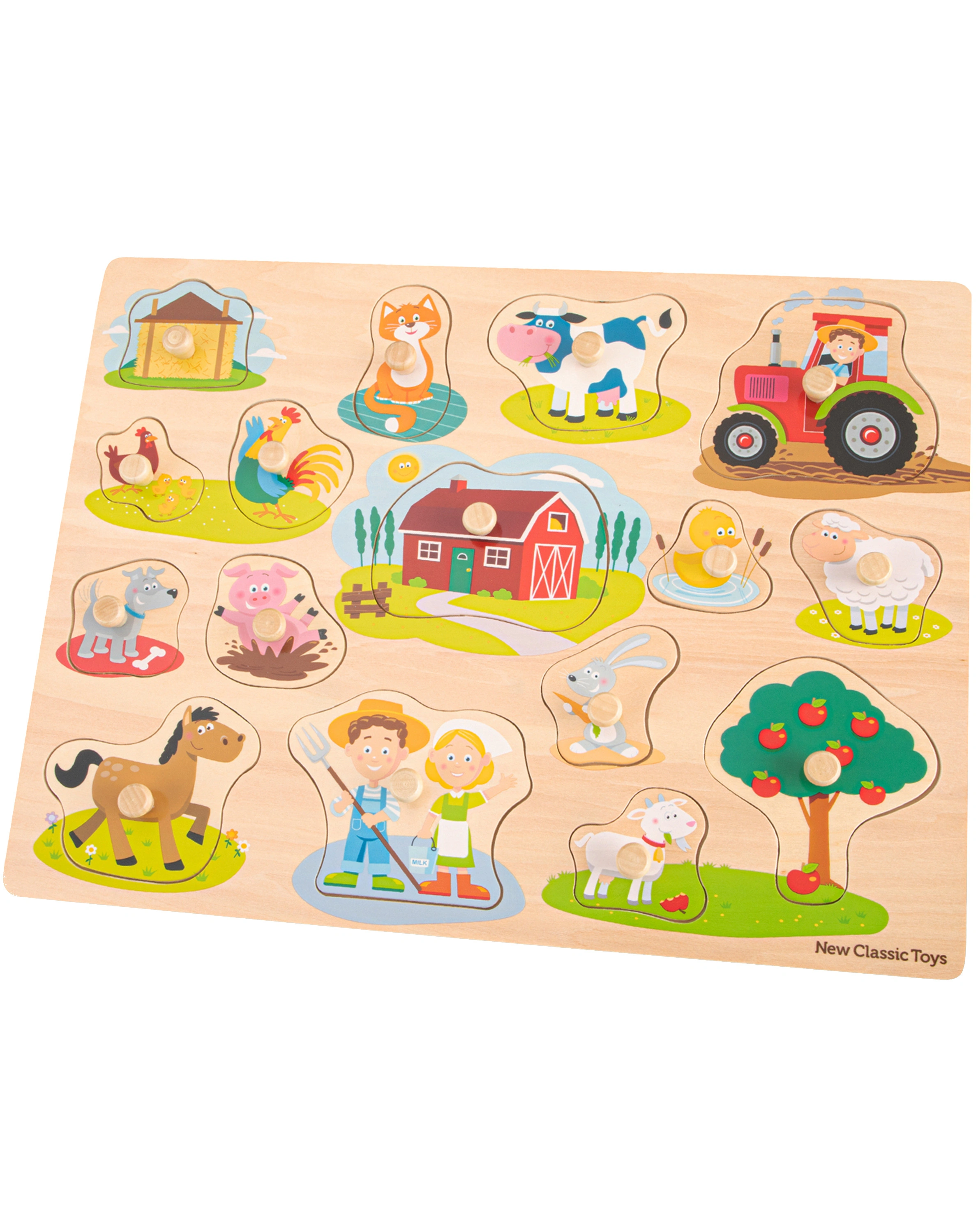 Steckpuzzle BAUERNHOF 16-teilig aus Holz