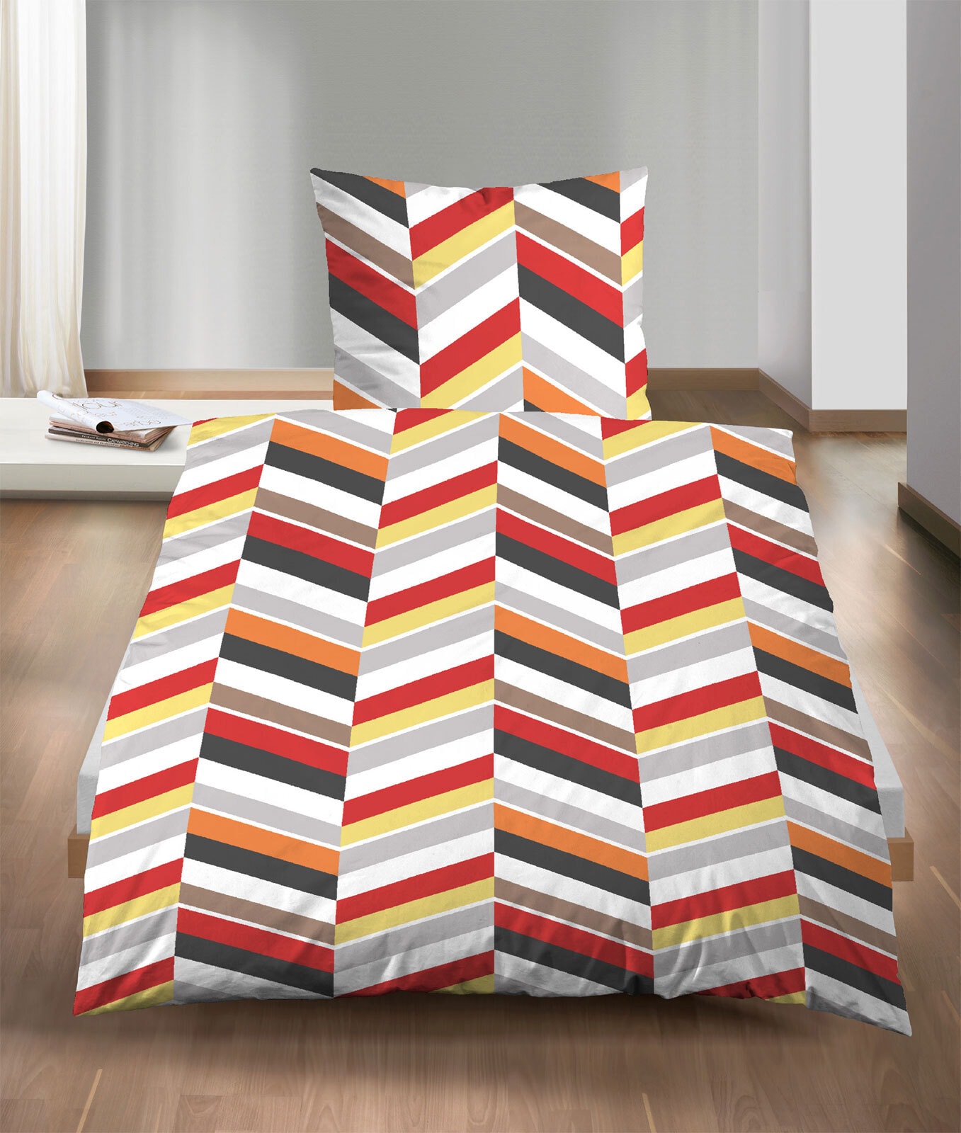 Mikrofaser Bettwäsche Zickzack 135 x 200 cm mehrfarbig