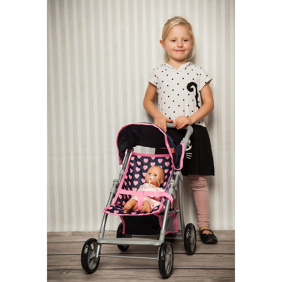 knorr toys® Puppenbuggy Liba - Pink Hearts blau