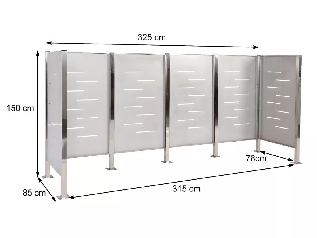 Clôture pour poubelles MCW-J55, inox