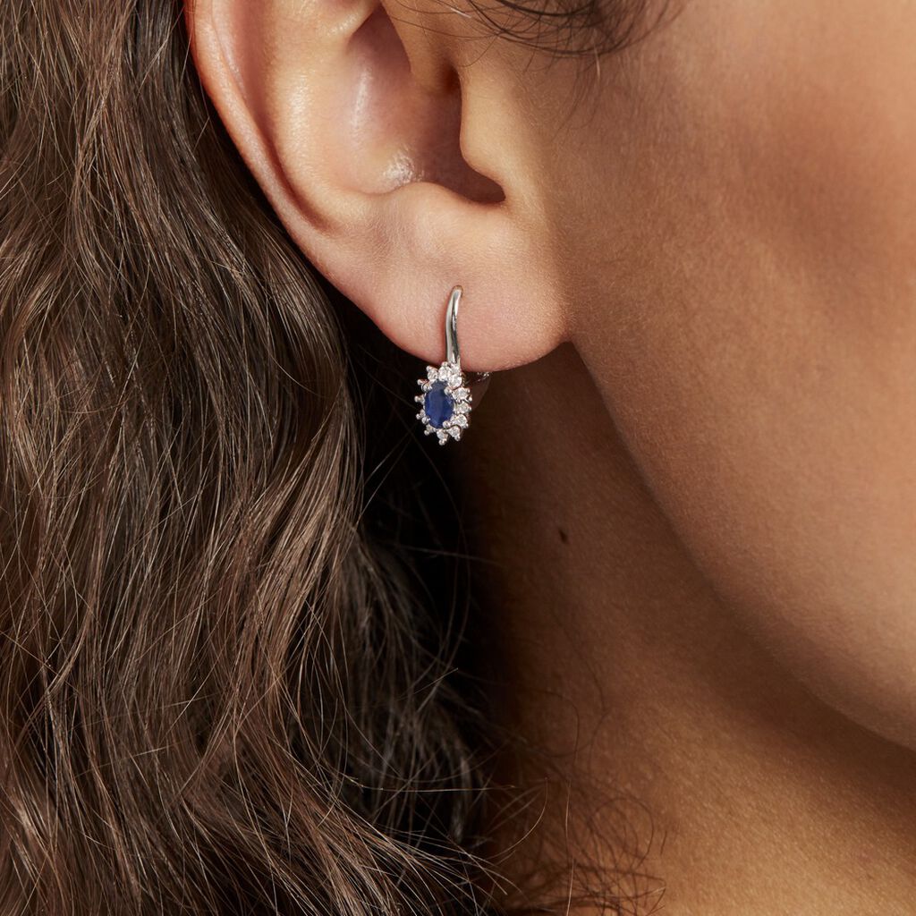 Boucles D'oreilles Pendantes Vladimir Or Blanc Saphir Diamant