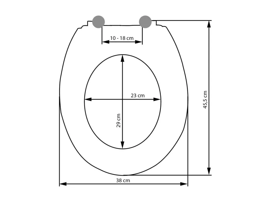 Abattant WC toilette salle blanche 45.5 x 38 x 5 cm 3208029