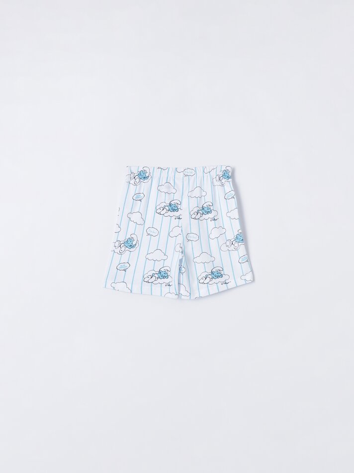 Conjunto de pijama curto estampado dos Smurfs IMPS - Cinza antracite