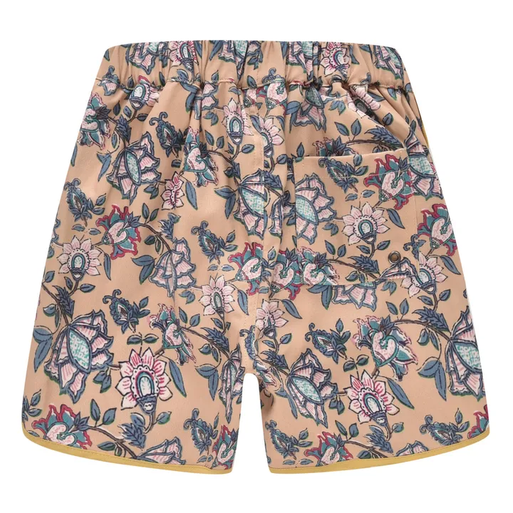 Louise Misha Short de Bain Nylon Recyclé Fleuri Aderi | Jaune moutarde