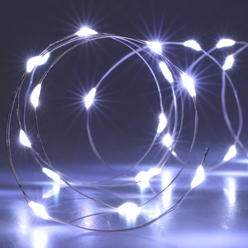 Guirlande lumineuse à piles 4 m 80 Micro LED Fil d'argent Blanc froid