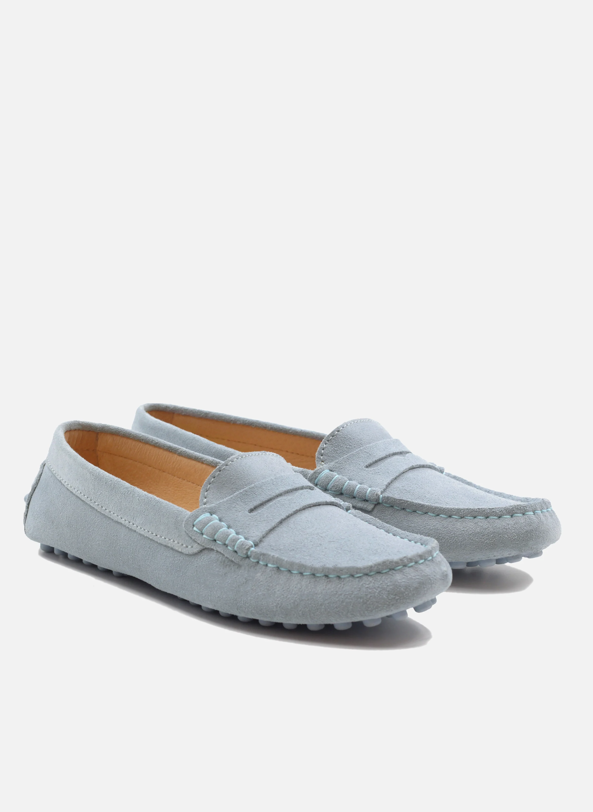 Mocassins femme cuir daim | Bleu