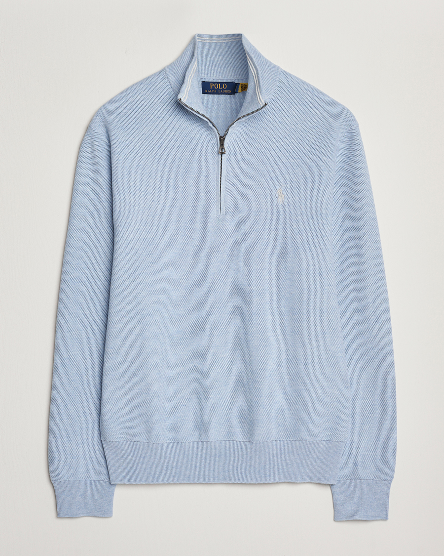 Polo Ralph Lauren Textured Half Zip Blue Hyacinth Heahter