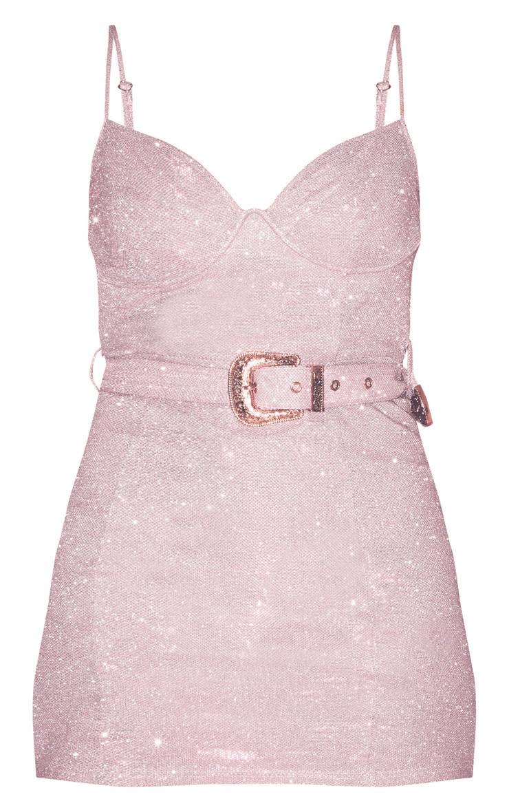 Robe Moulante À Paillettes Avec Détail Ceinture À Lanières