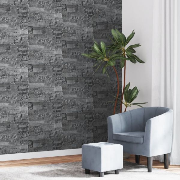 vidaXL Papel de Parede 3D com Aspeto de Pedra Preto - 3587390323