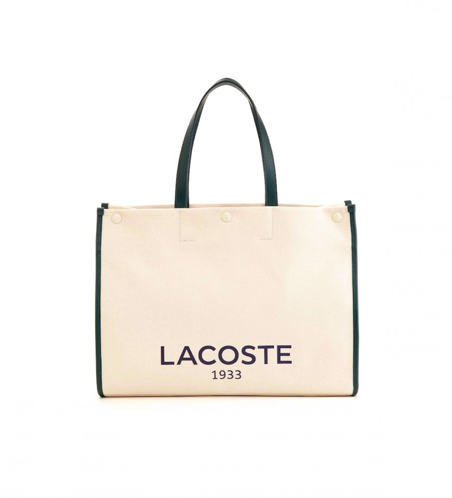 Bolsa tote Lacoste com logotipo bege contrastante