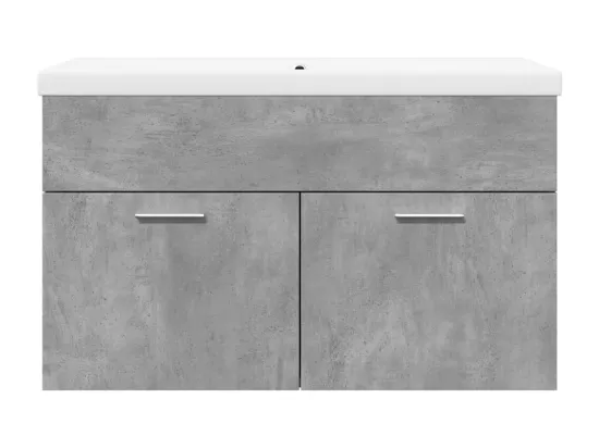 Armoire lavabo de salle de bain avec bassin intégré gris béton