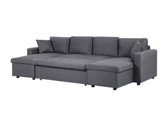 Canapé d'angle panoramique convertible en tissu 