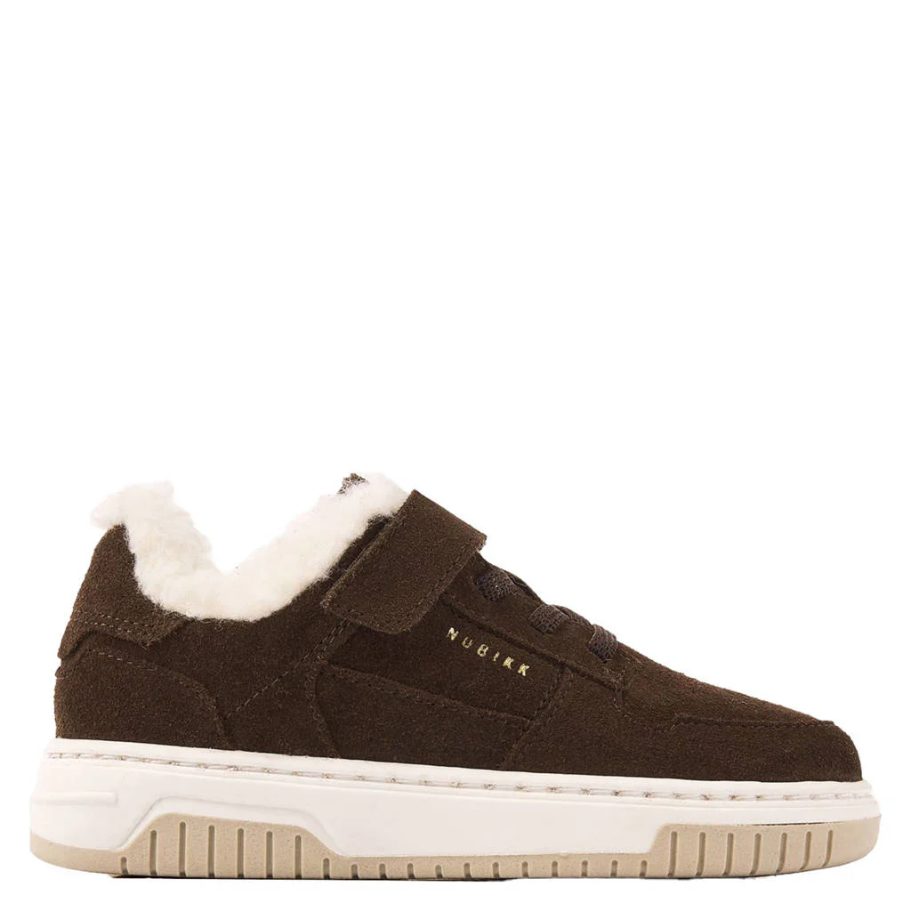 Nubikk Basket Teddy Jrgevoerde suède sneakers donkerbruin