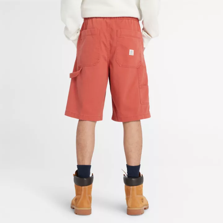Short charpentier en sergé épais pour homme en rouge