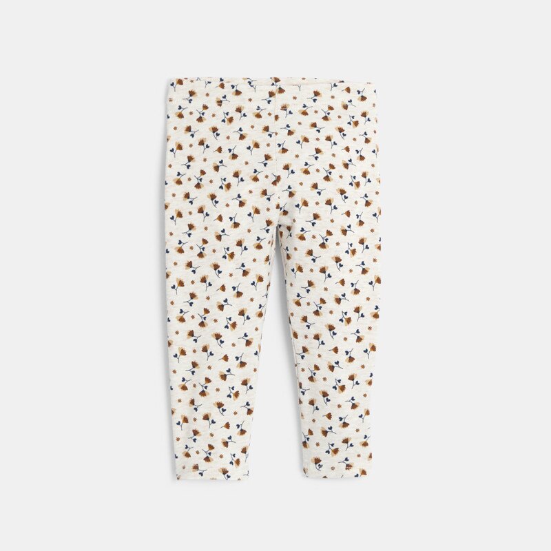 Legging imprimé fleuri blanc bébé fille Marron