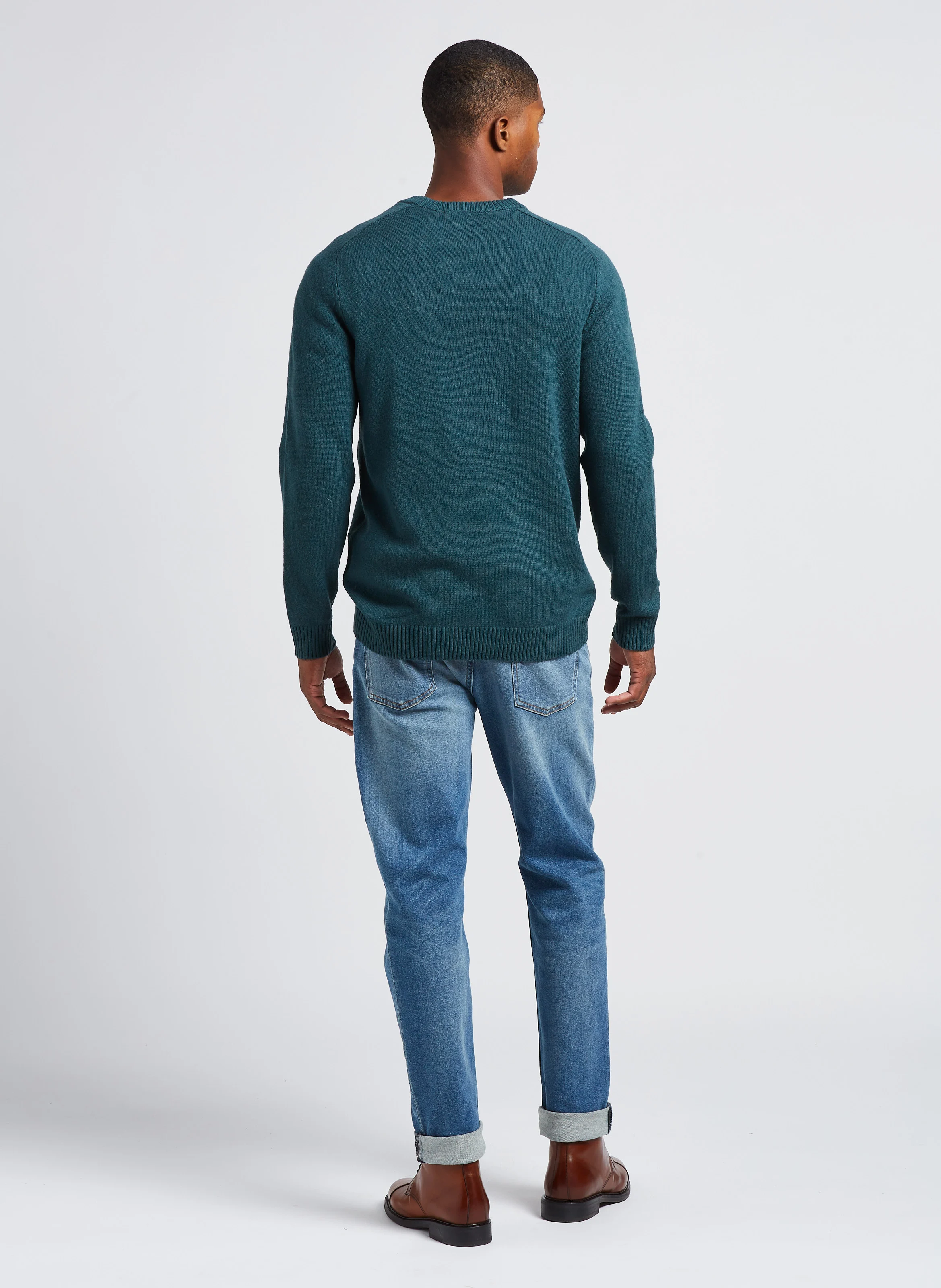 Pull col rond regular fit en laine | Vert