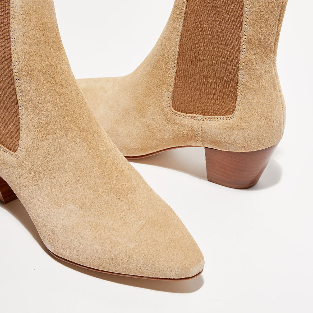 Anaki Chelsea Boots en Velours de Cuir Marina sable