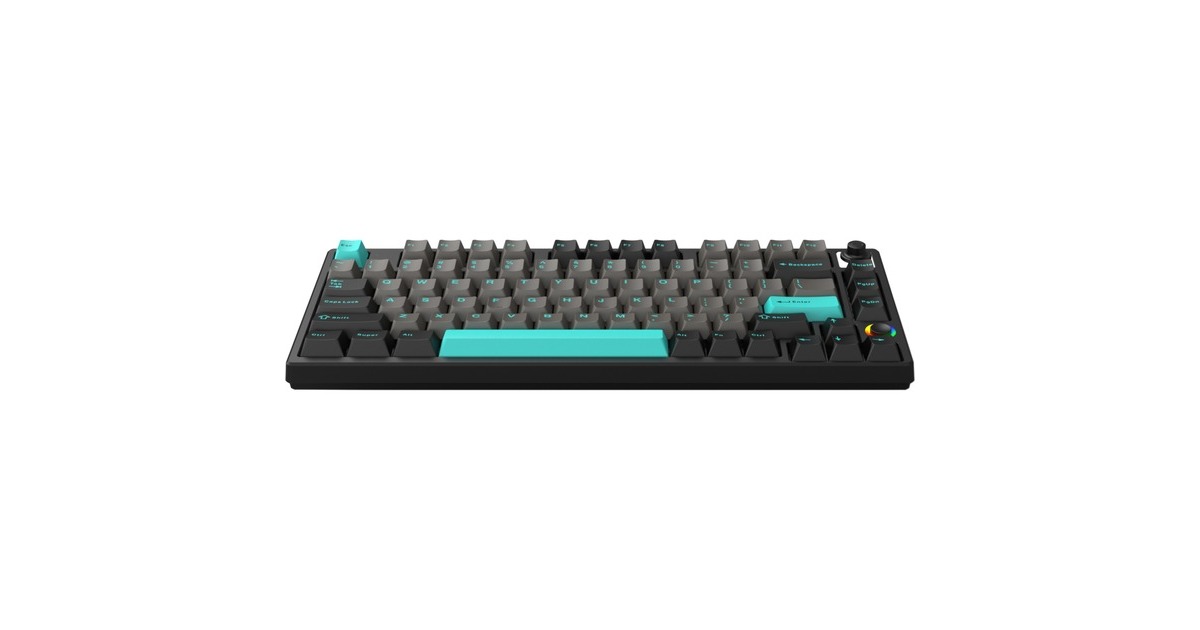 HelloGanssHS75T Obsidian, toetsenbord  (Zwart/grijs, US lay-out, Gateron Yellow, 75%, RGB leds, PBT Doubleshot keycaps, hot swap, 2,4 GHz / Bluetooth / USB-C)