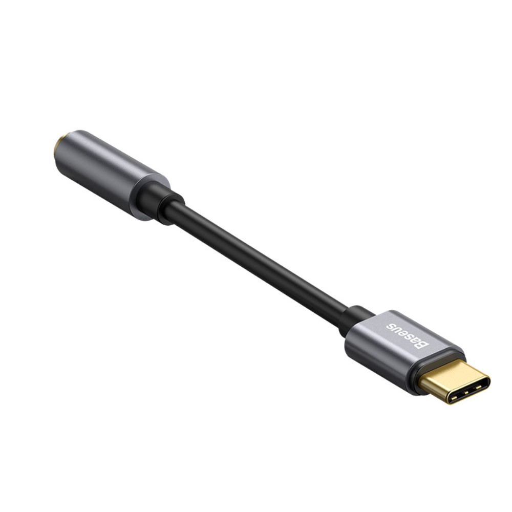 (10cm) USB C auf 3.5mm AUX Klinke Adapter - Dunkelgrau