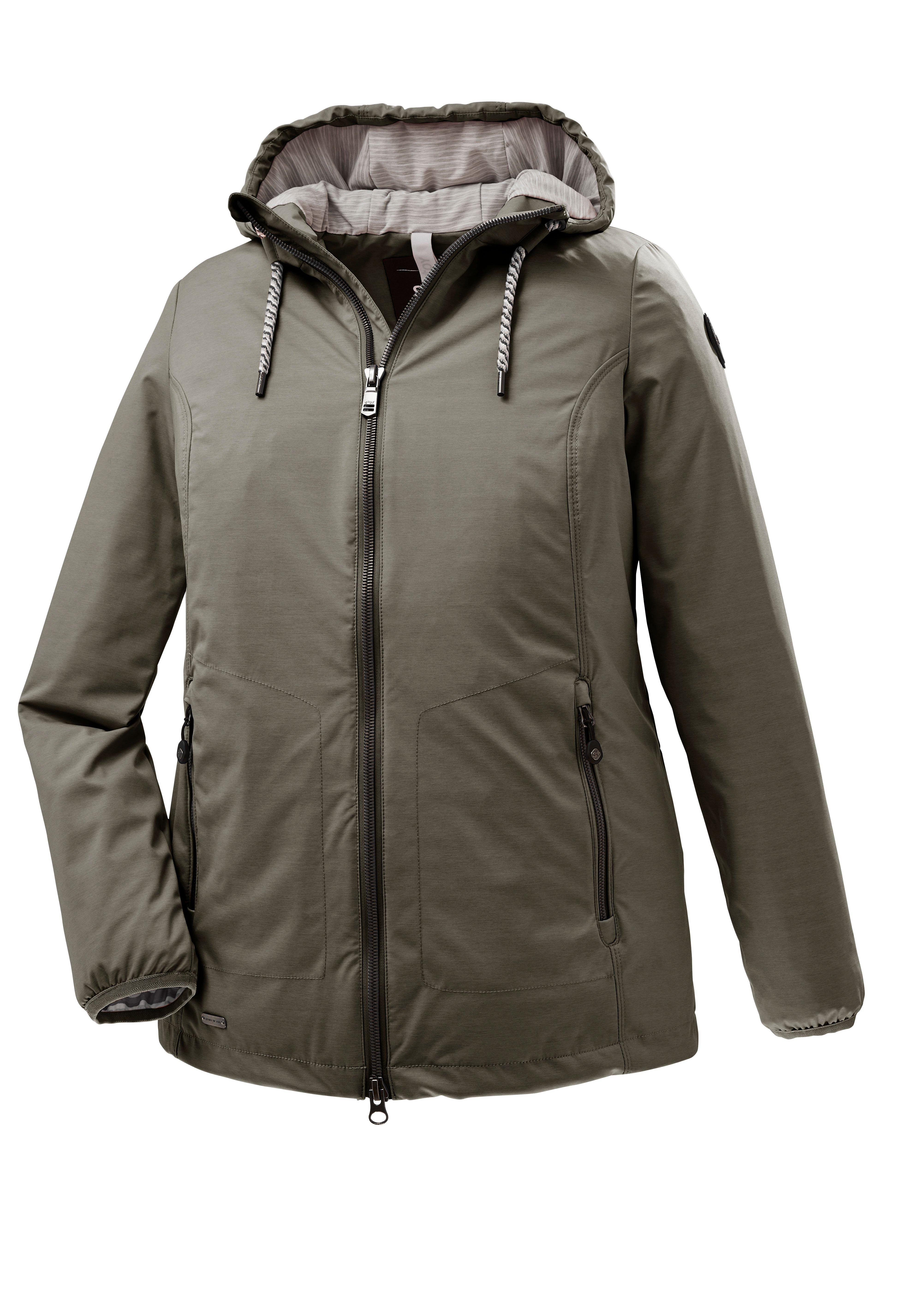 Softshelljacke mit regulierbarer Kapuze und Saum