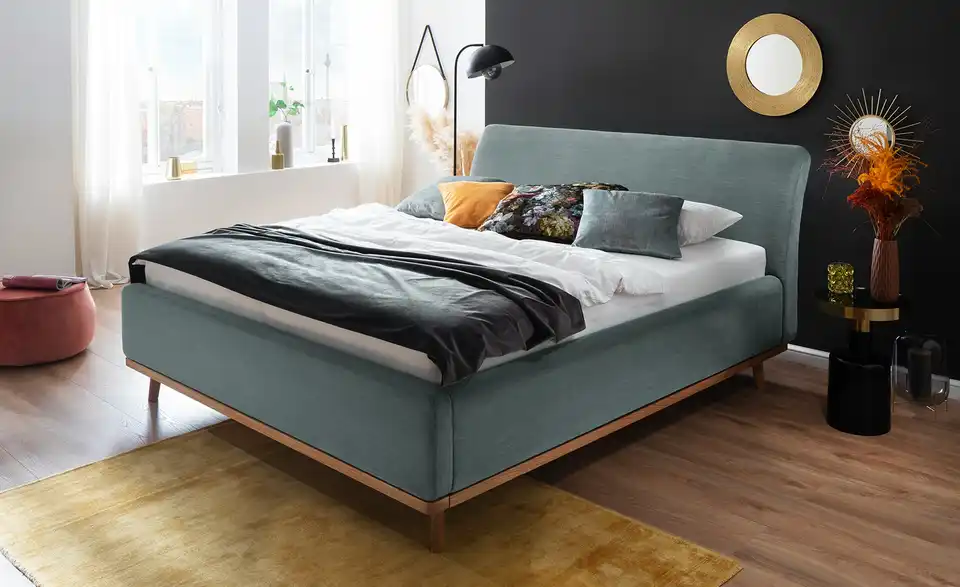 Polsterbettgestell Merla Blau 180 cm